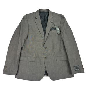 Vince Camuto Mens Slim Fit Super Stretch Windowpane Suit Jacket Gray Blue 44R